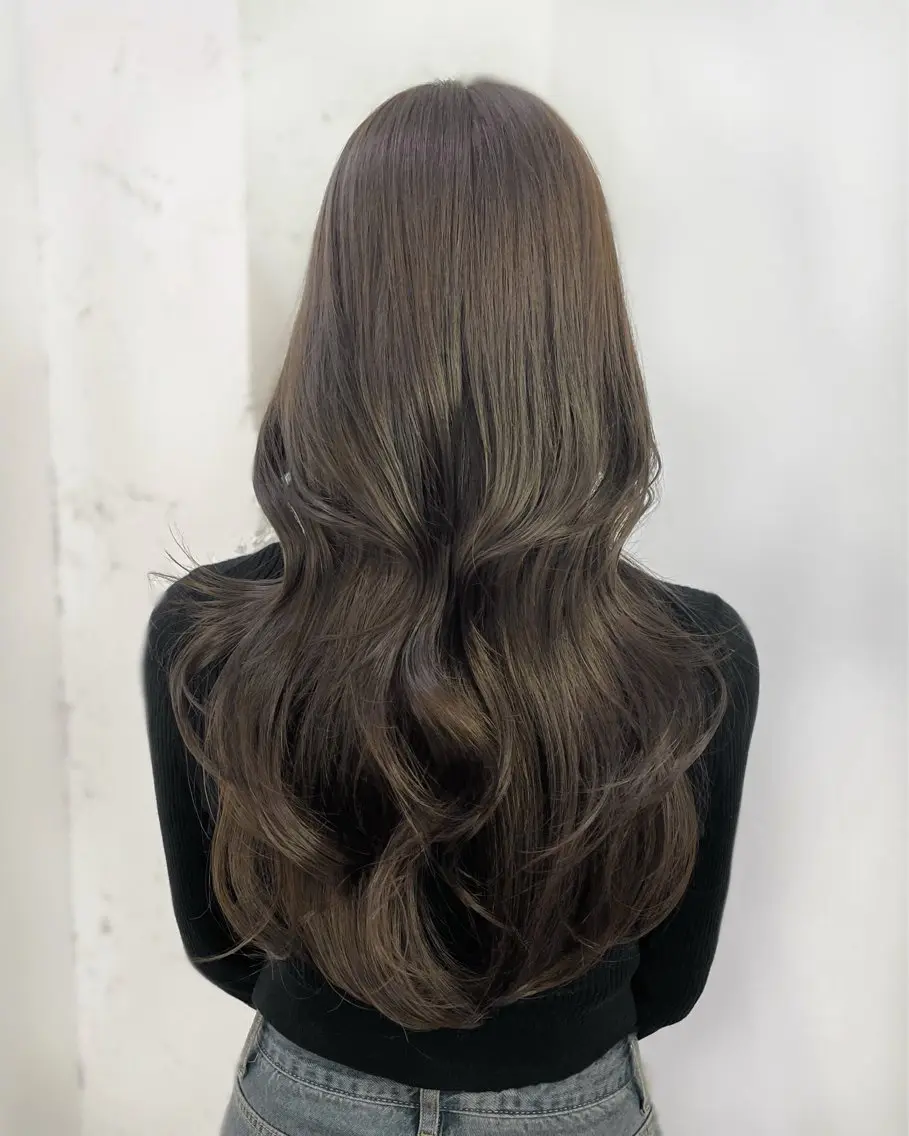 ロング カット ヘアカラー MINAMO 韓国レイヤーのヘアスタイル
