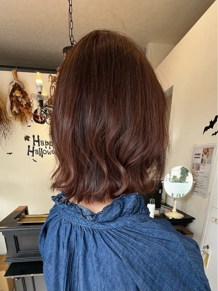 ミディアム パーマ ミディアムパーマ パープルカラー ボブ くびれヘア 高槻/LOREM/ Akiraのヘアスタイル