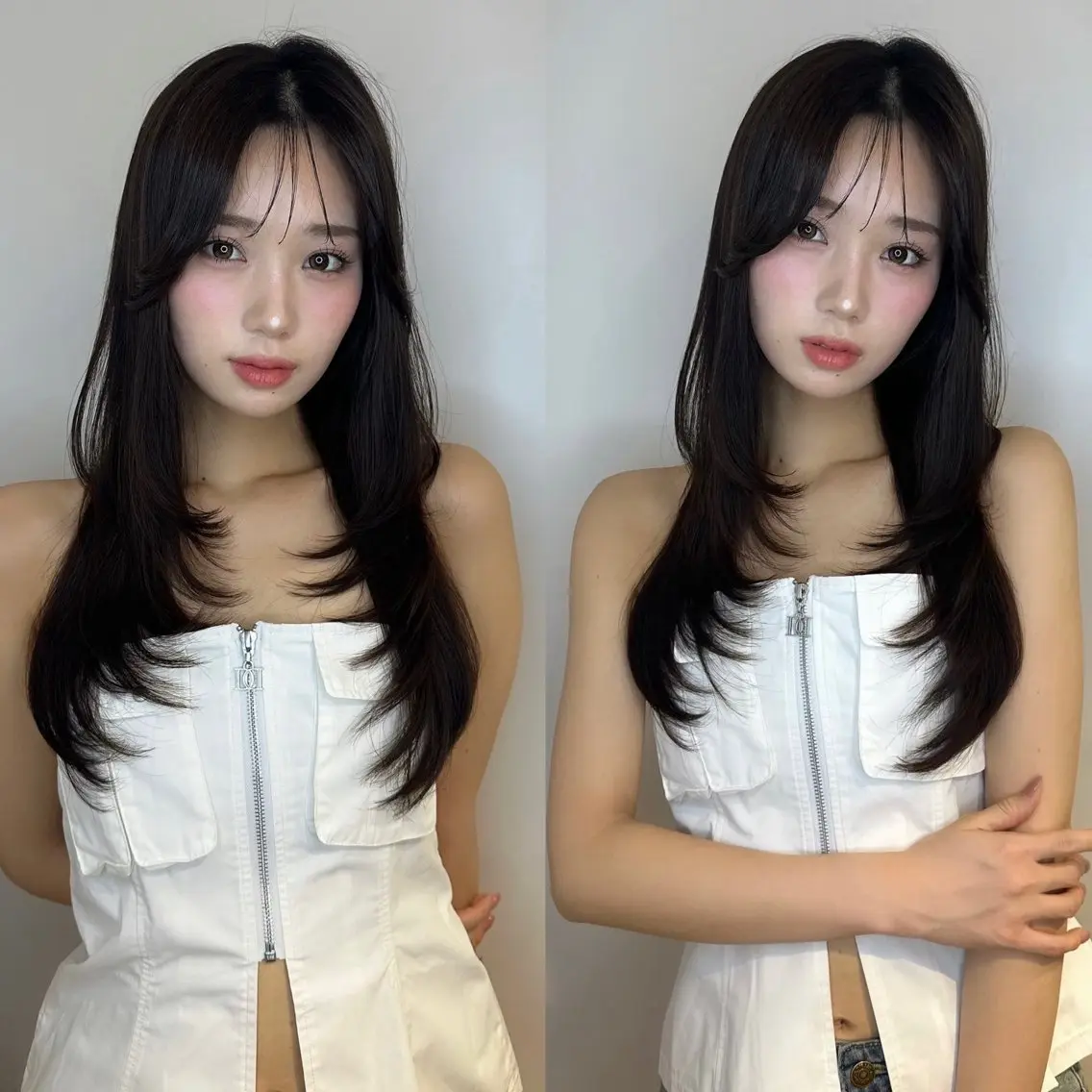 ロング ロングレイヤー ケアカラー 髪質改善 レイヤーカット ロング カット ヘアカラー トリートメント 💎韓国レイヤー艶髪 /AYAKI💎のヘアスタイル