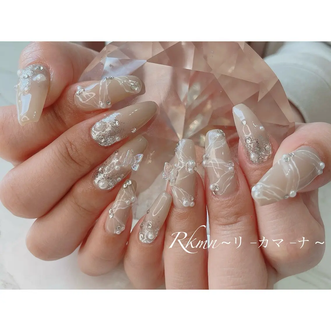 ネイル アートネイル キラキラネイル ラメ(グリッター) リボン 春ネイル ハンドネイル フットネイル ハンドケア Rkmn ~リ-カマ-ナ~のネイルデザイン