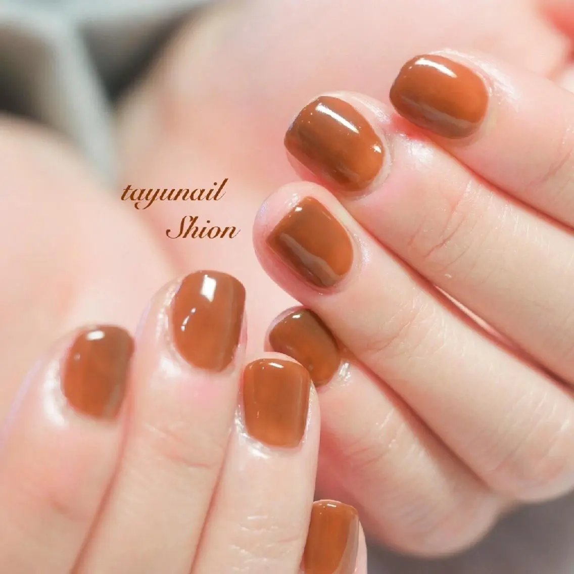 ネイル ブルー ブラウン ジェルネイル ワンカラーネイル パラジェル ネイルサロン 【たゆnail】のネイルデザイン
