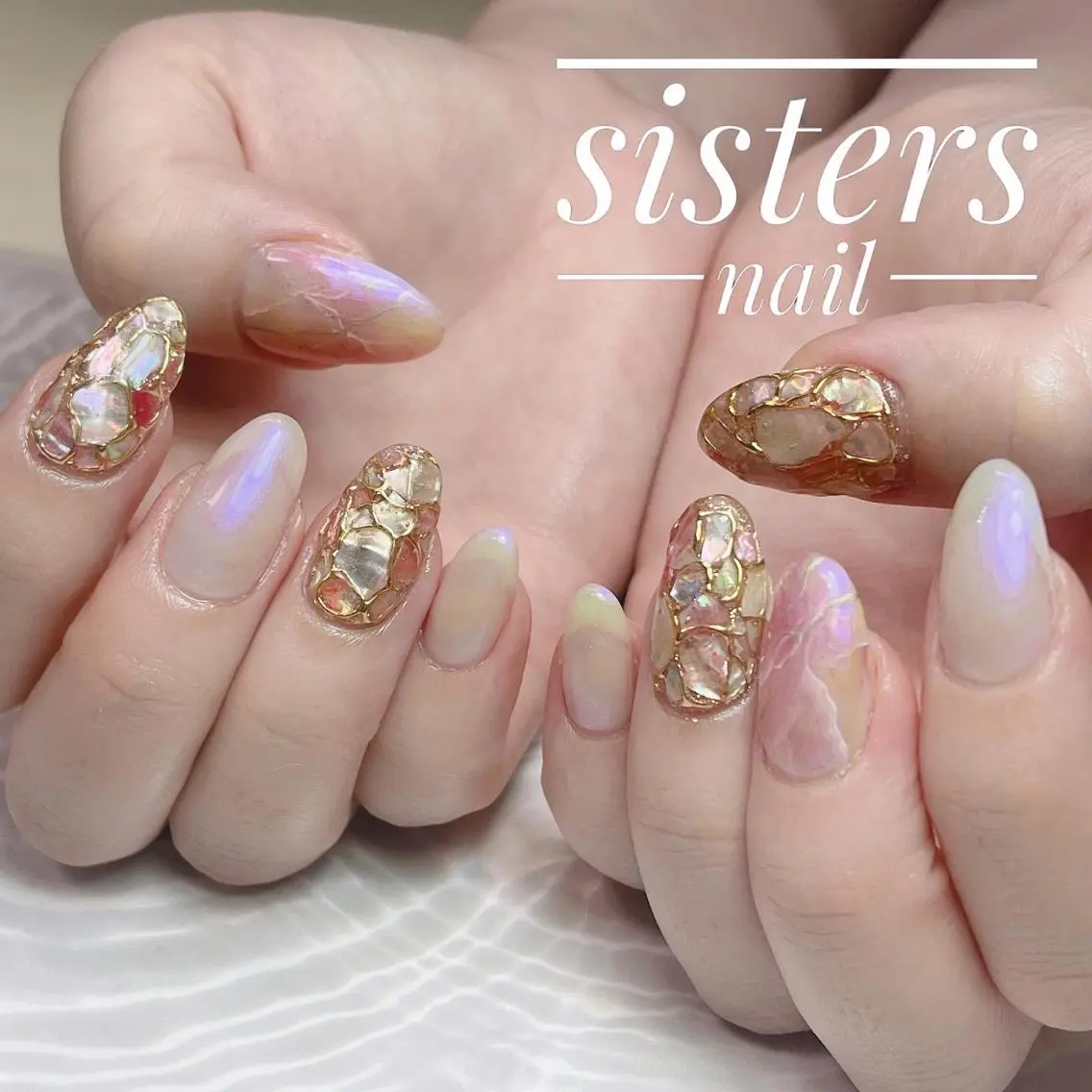 ネイル アートネイル オーロラネイル ニュアンスネイル 夏ネイル sisters nail.fのネイルデザイン