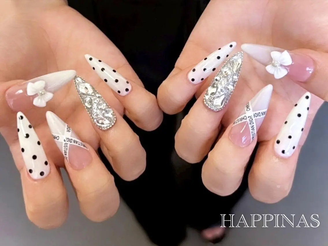 ネイル ドット ピンク スカルプネイル ハンドネイル HAPPINAS ののかのネイルデザイン