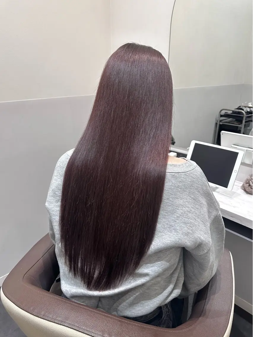 ロング カラー パーマ ブリーチ ラベンダーカラー ブリーチなしカラー ピンクカラー ピンクラベンダー ヘアカラー 縮毛矯正 トリートメント 矢野 晃平のヘアスタイル