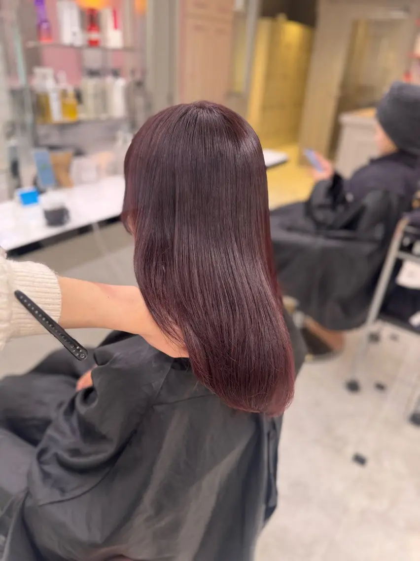 セミロング ヘアカラー トリートメント ヘッドスパ ヘアセット ♥️韓国風透明感 暖色misa♥️のヘアスタイル