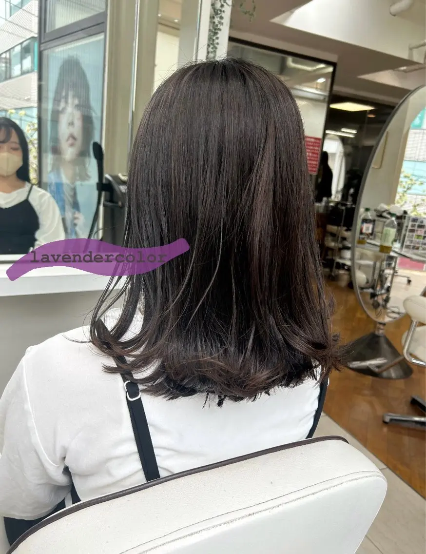 ミディアム カラー 透明感カラー ラベンダーカラー ありむらもえ/ 透明感カラーのヘアスタイル