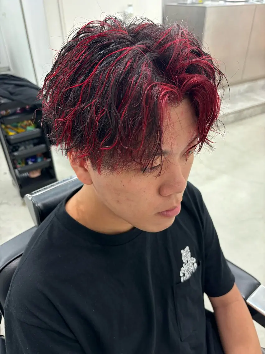カラー パーマ メンズ ヘアカラー 土岐/メンズ専門 パーマ特化美容師🔥のヘアスタイル