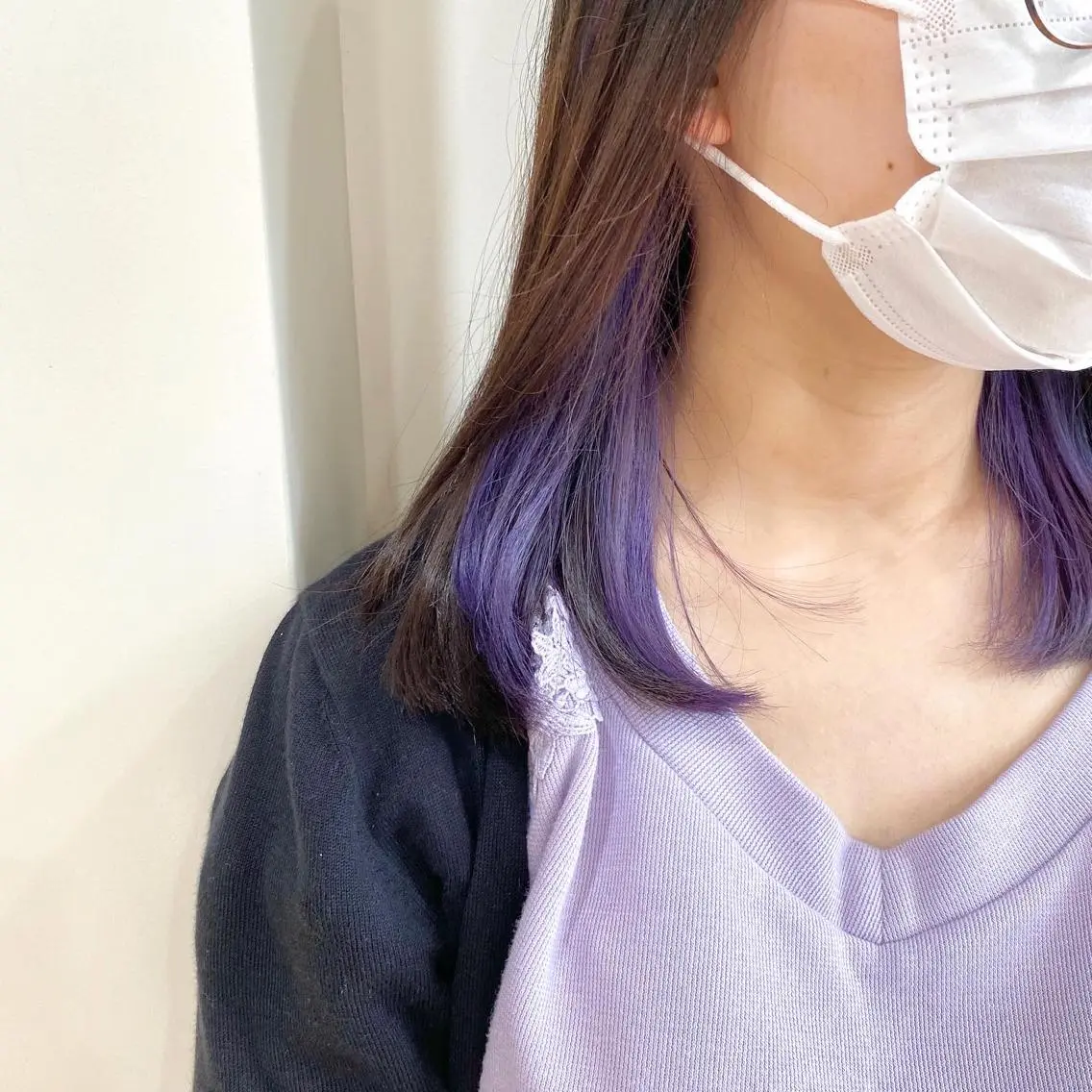 ミディアム カラー インナーカラー ラベンダーカラー パープルカラー やじま ひろこのヘアスタイル