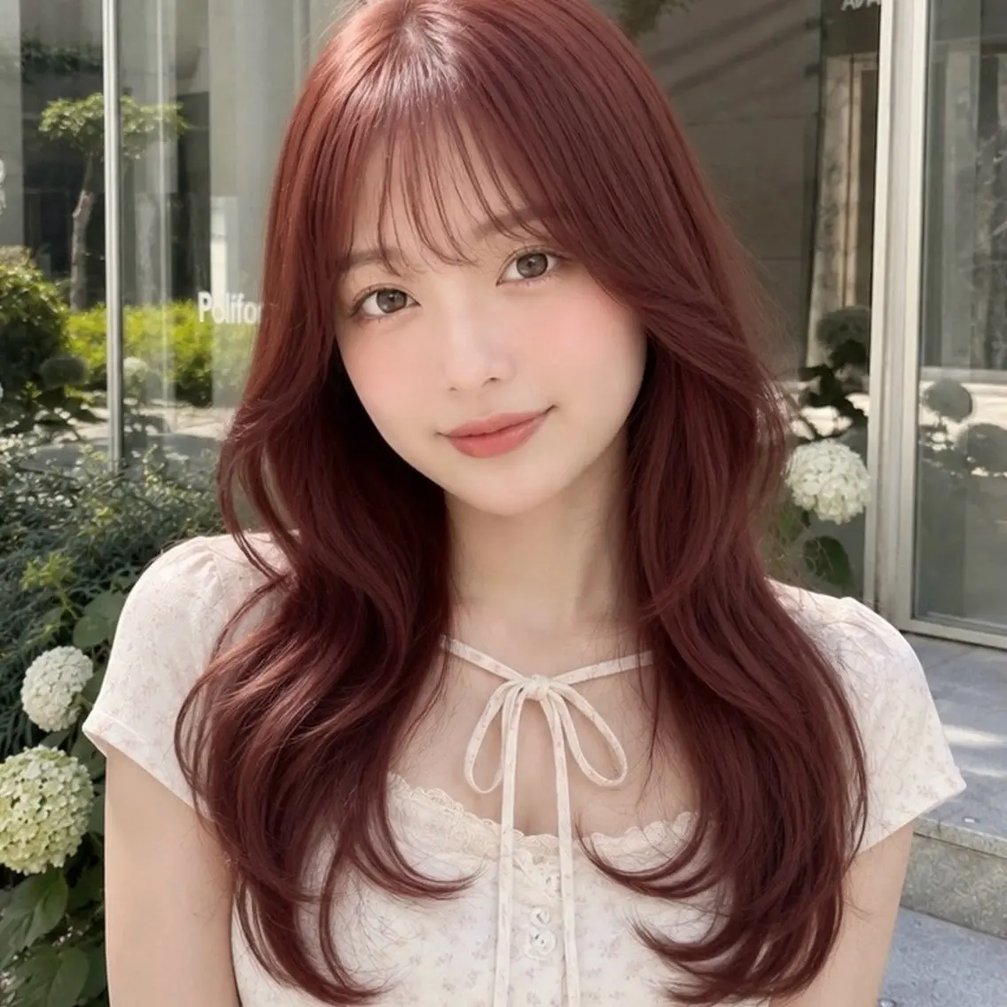 セミロング ピンクブラウン くびれヘア シースルーバング カット ヘアカラー トリートメント Ami/くびれヘア /ピンクカラー🌷のヘアスタイル