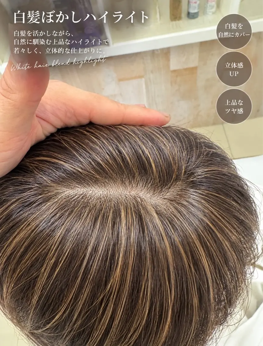 ミディアム カラー ハイライトカラー ハイライト カット ヘアカラー 白髪ぼかし/ショート MAEKAWAのヘアスタイル