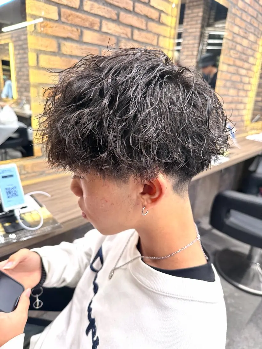 ショート カラー パーマ ヘアアレンジ メンズ キッズ メンズパーマ 小顔カット ニュアンスパーマ メンズ特化/カラー /せなのヘアスタイル
