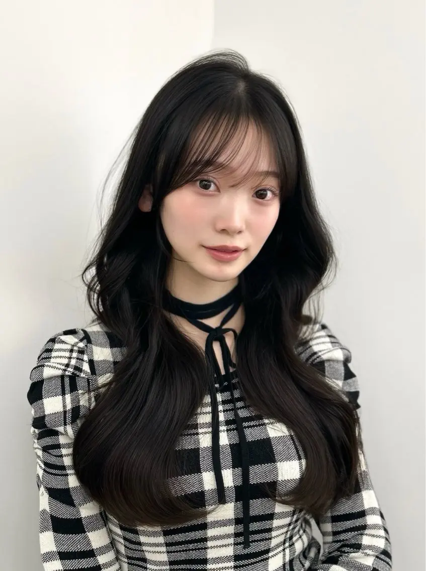 ロング カラー グレージュ レイヤーカット カット ヘアカラー トリートメント 韓国ヘア/顔周り ヘアセット/加藤優里のヘアスタイル