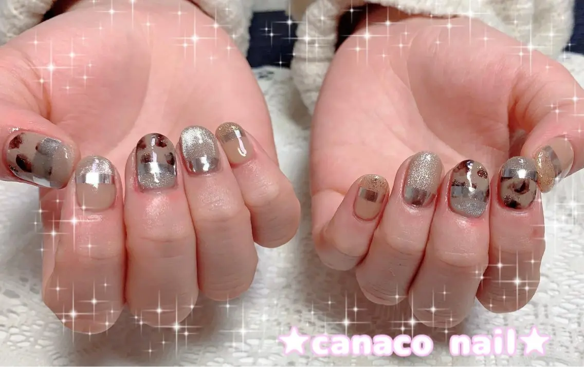 ネイル アートネイル ブラウン ジェルネイル マグネットネイル ミラーネイル ハンドネイル ハンドケア ベテランネイル cnc  nailのネイルデザイン