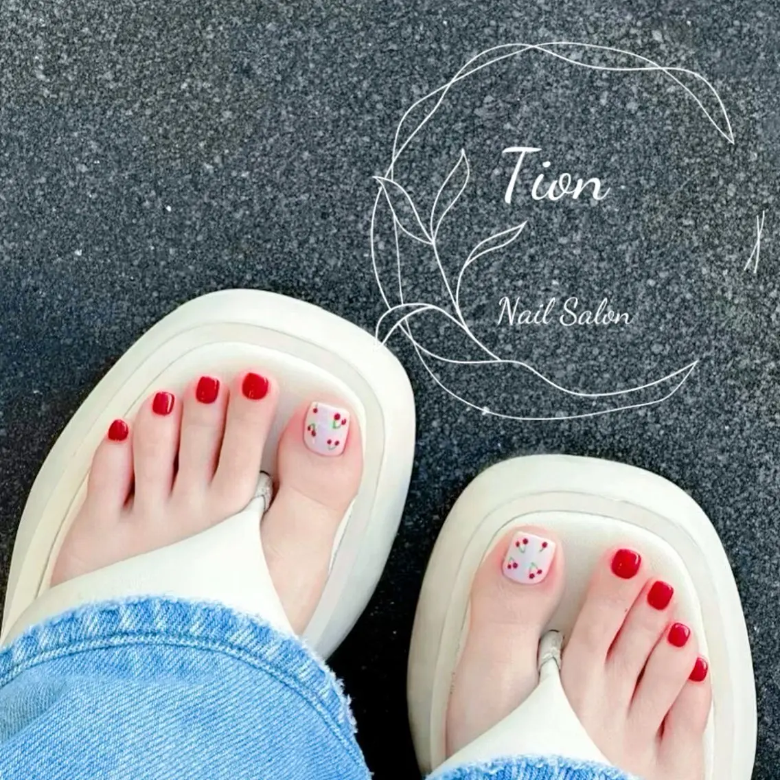ネイル チークネイル 長さ出し フットネイル フレンチネイル ジェルネイル Nailsalon Tion武蔵小杉店のネイルデザイン