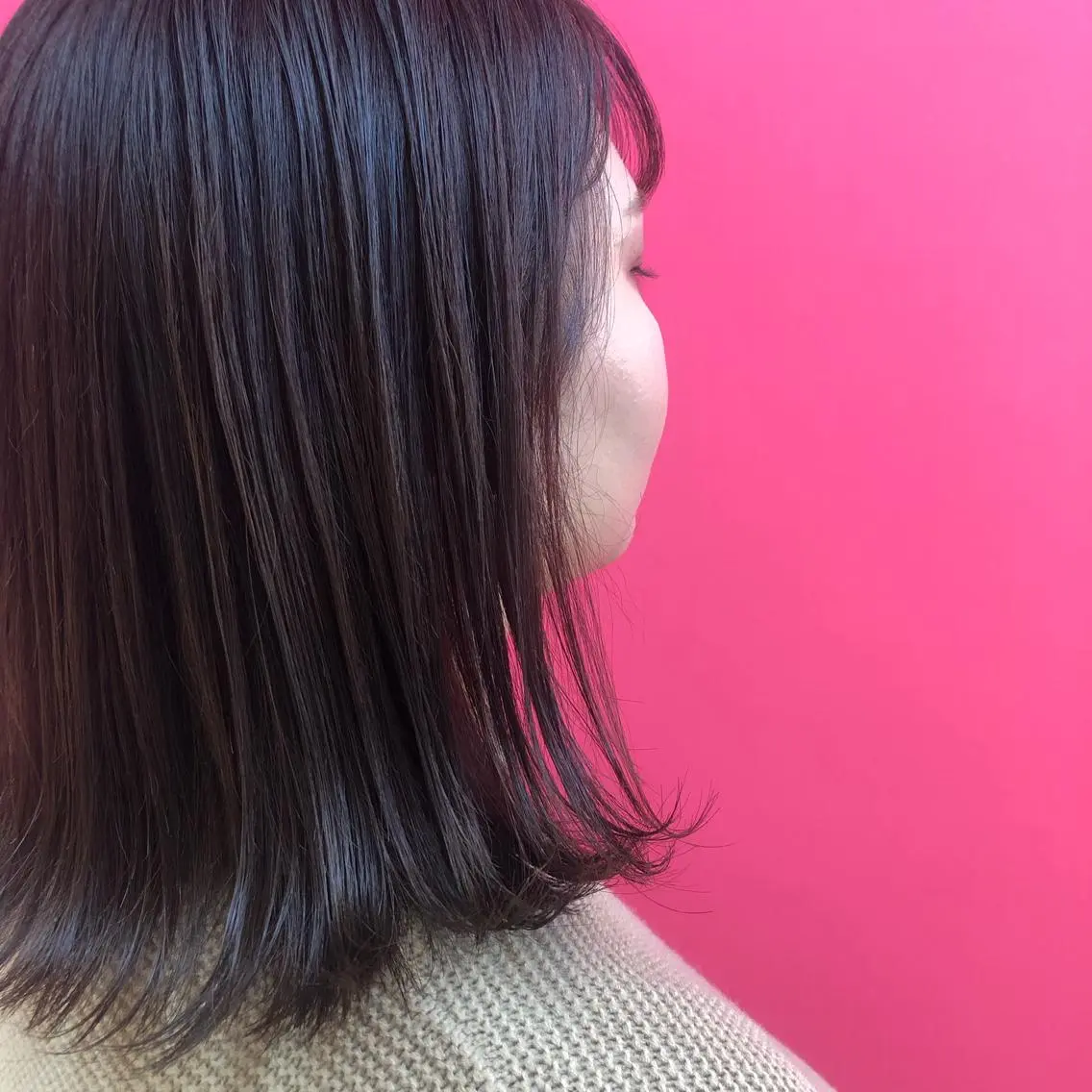 ミディアム カラー ブラウンカラー ショコラブラウン イルミナカラー 小顔レイヤー/ ベージュ🤍Rieのヘアスタイル