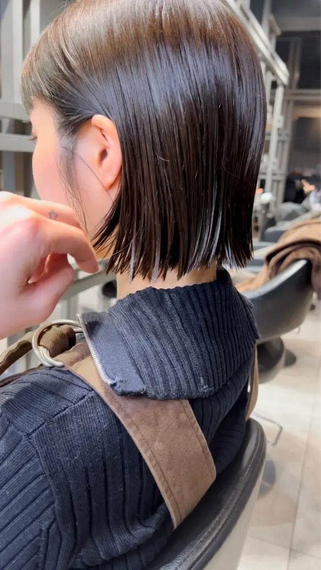 ショート ショートボブ ケアカラー ボブ ショートヘア カット ヘアカラー トリートメント 恵比寿韓国レイヤー× 艶透明感カラー大場のヘアスタイル
