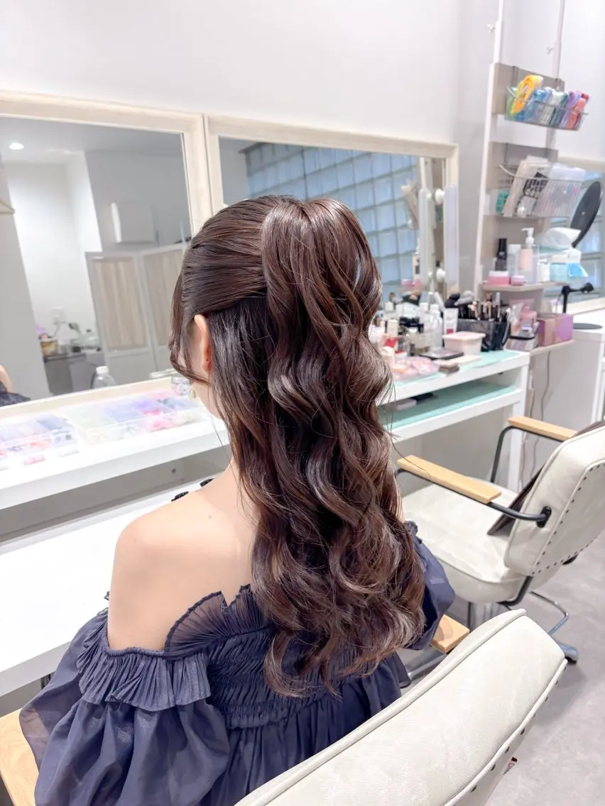 セミロング ヘアアレンジ ヘアセット ⭐︎moe 【ヘアセット🧸】のヘアスタイル