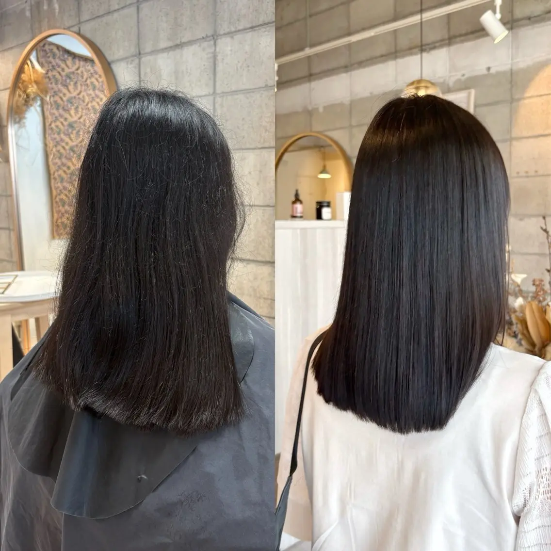 ミディアム カット 縮毛矯正 トリートメント 中村 潮音のヘアスタイル