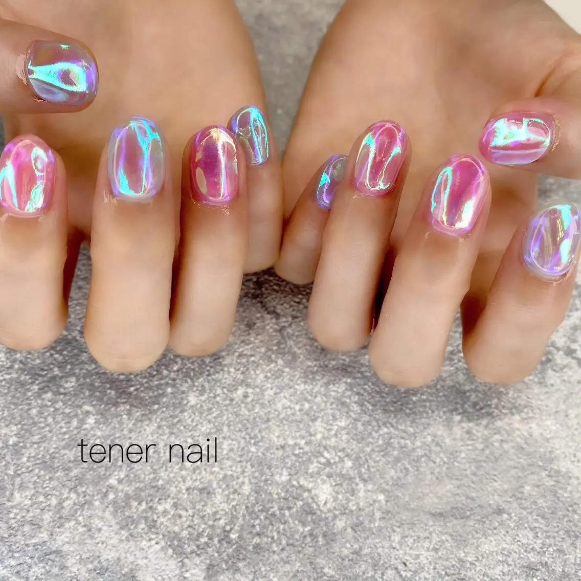 ネイル ブルー 氷ネイル・うるうるネイル ピンク テネルネイル tener nailのネイルデザイン