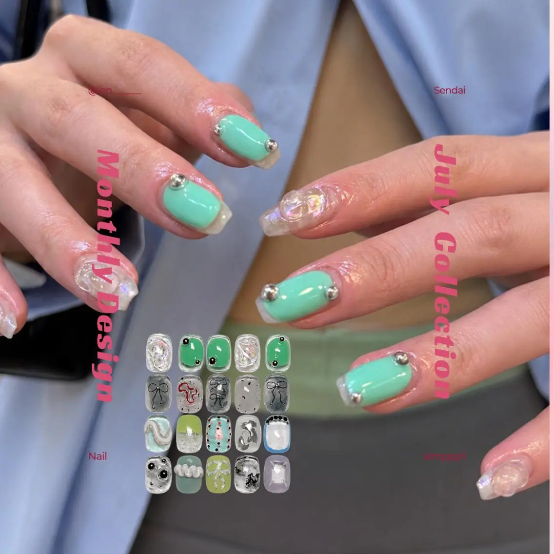 ネイル アートネイル クリアネイル ジェルネイル 氷ネイル・うるうるネイル 持ち込み ハンドネイル IEN 🎀𓈒𓏸 Soura(ソウラ)のネイルデザイン