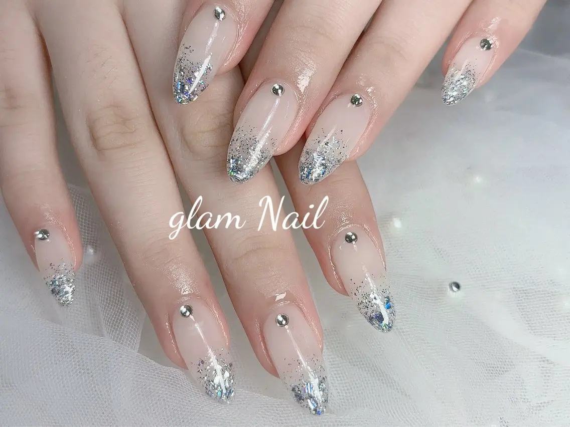 ネイル ハンドネイル エツメ💅 長さ出し🎀デザインのネイルデザイン