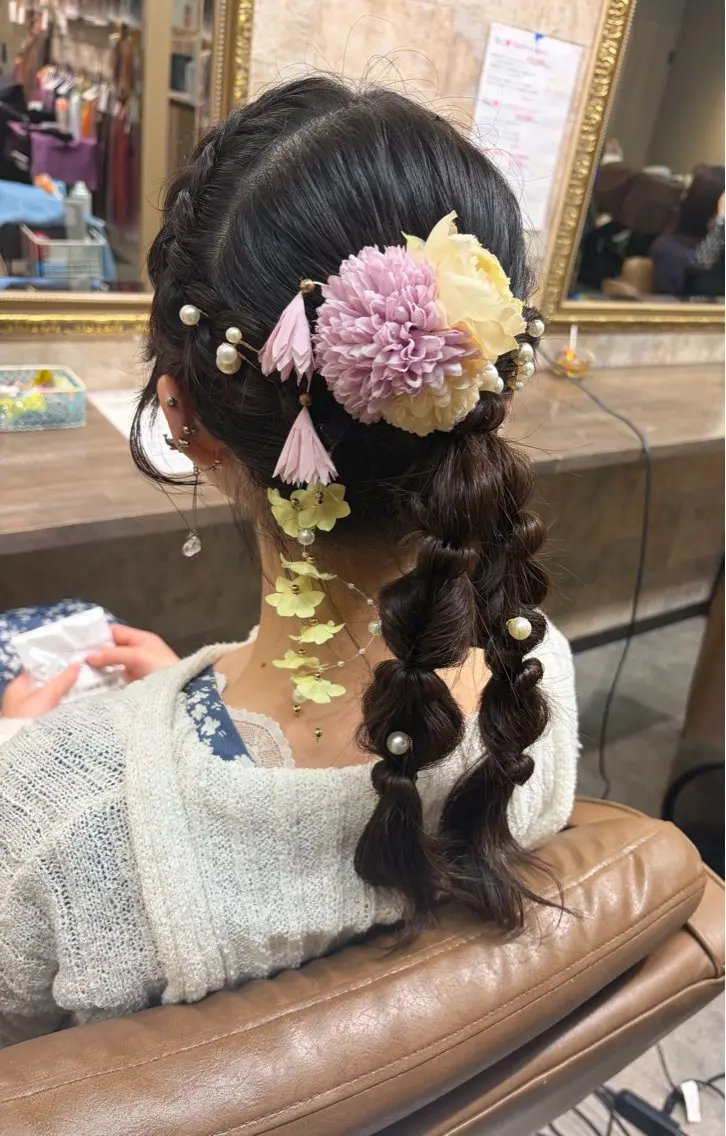 ロング ヘアアレンジ 浴衣 ヘアセット 前田 みのりのヘアスタイル