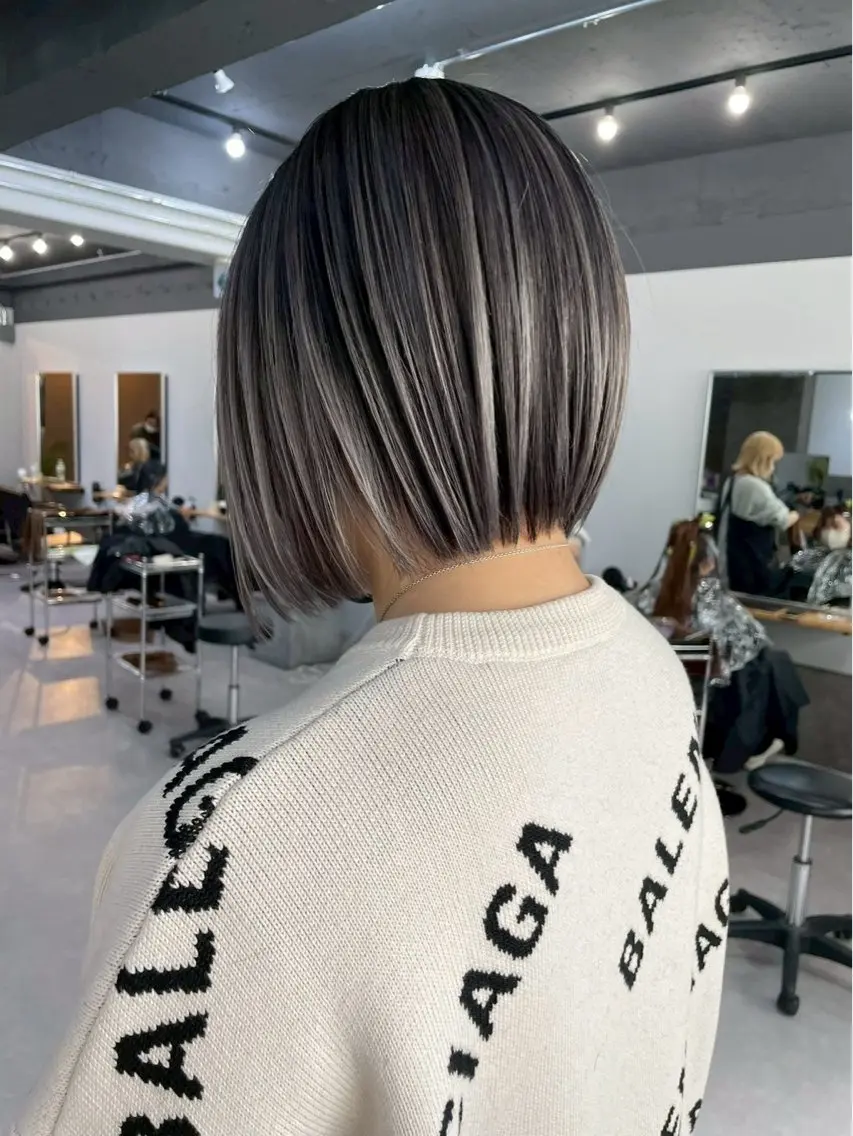 ミディアム カラー バレイヤージュ レイヤーカット レイヤーカット 韓国風PAOのヘアスタイル
