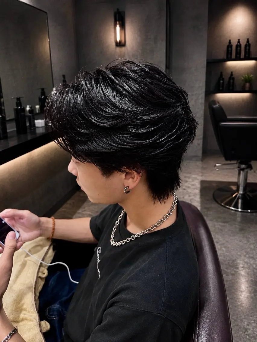 ヘアアレンジ メンズ フェザーパーマ メンズパーマ カット パーマ ヘッドスパ メンズカット/シャド ウパーマ/URYUのヘアスタイル