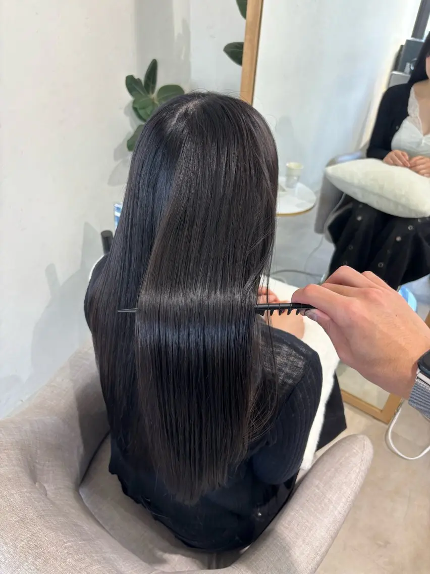 ロング カラー 黒髪 透明感カラー グレーブラック ヘアカラー かなた /表参道/カラー募集のヘアスタイル