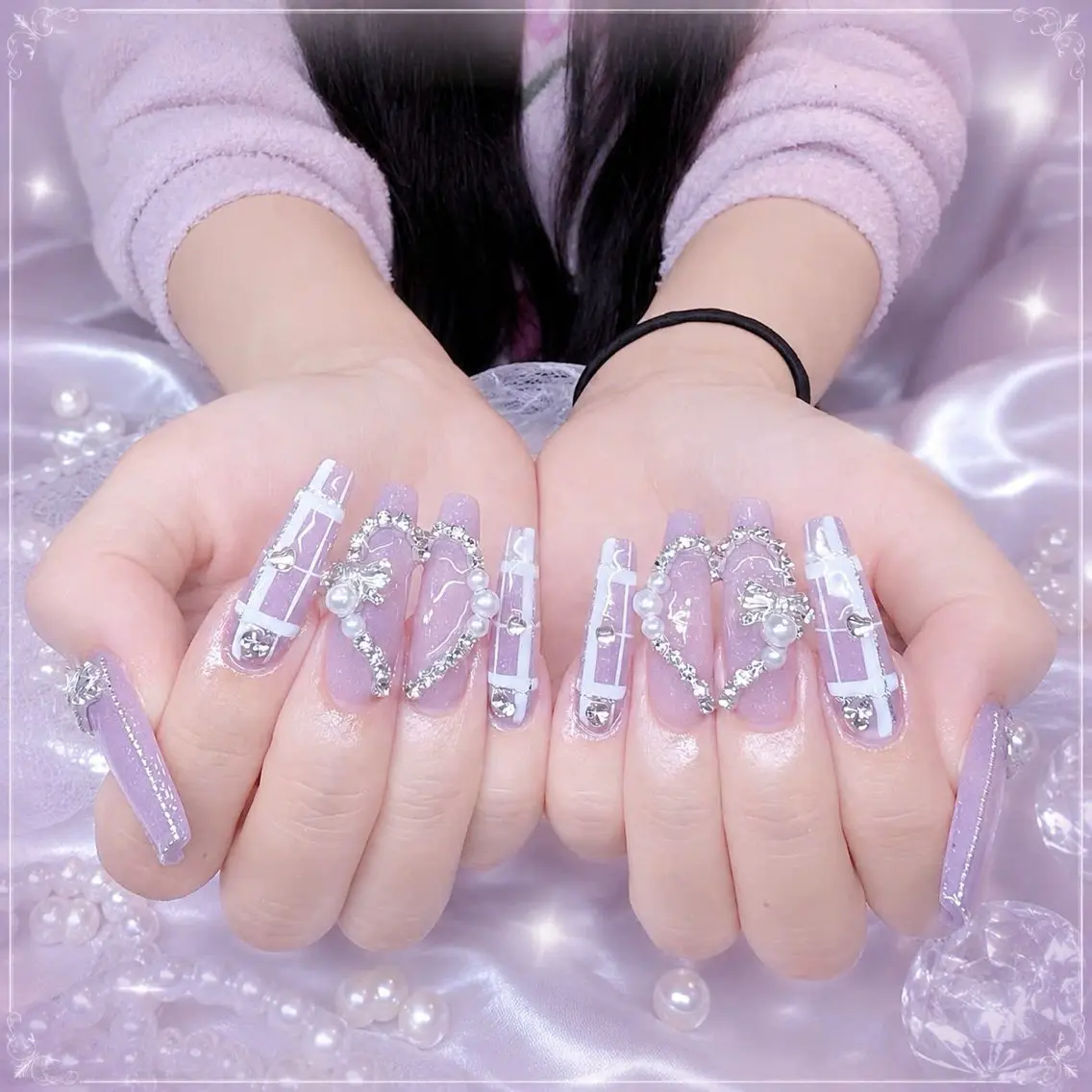 ネイル アートネイル オーロラネイル クリアネイル 長さ出し フレンチネイル ハンドネイル HOT Nail Salonのネイルデザイン