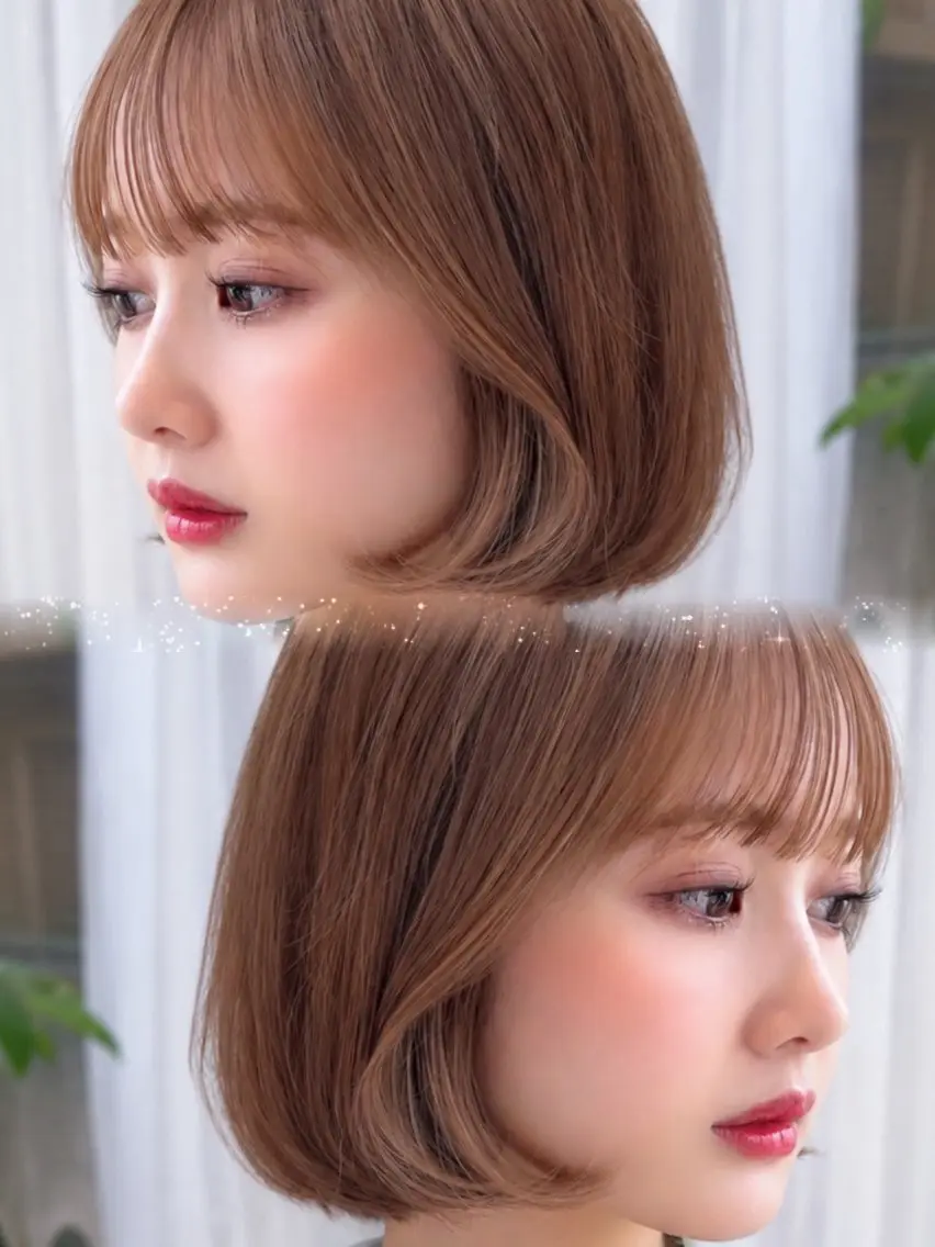 ミディアム カラー ヘアアレンジ 顔周りカット 似合わせカット 小顔カット カット ヘアカラー トリートメント 骨格別小顔カット/ 顔周りカット/金井のヘアスタイル
