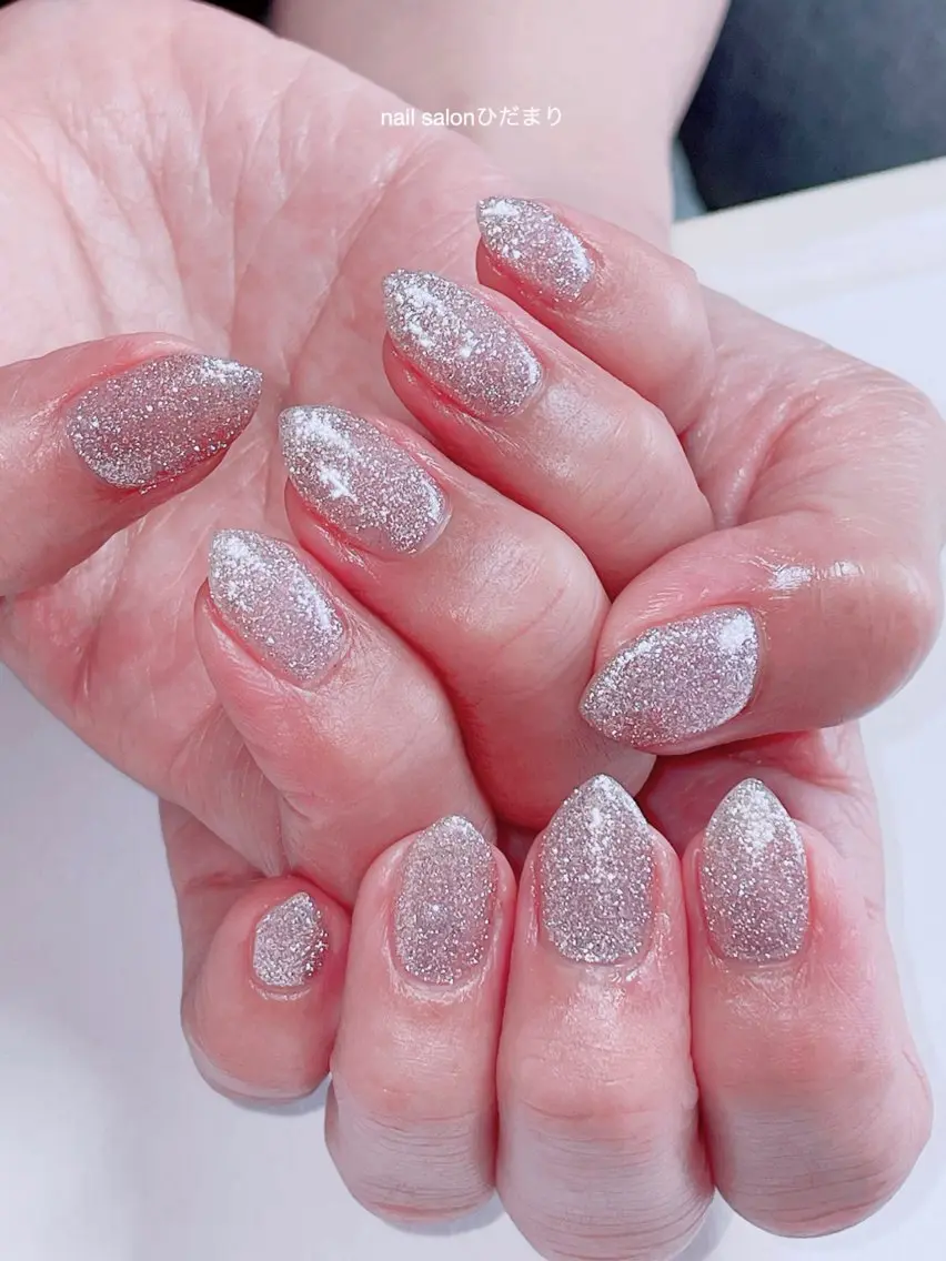 ネイル フラッシュネイル ラメ(グリッター) ピンク ハンドネイル NailSalon ひだまりのネイルデザイン