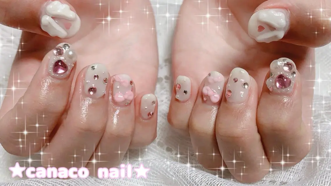 ネイル アートネイル ジェルネイル キラキラネイル パラジェル ストーンネイル ハンドネイル ハンドケア ベテランネイル cnc nailのネイルデザイン
