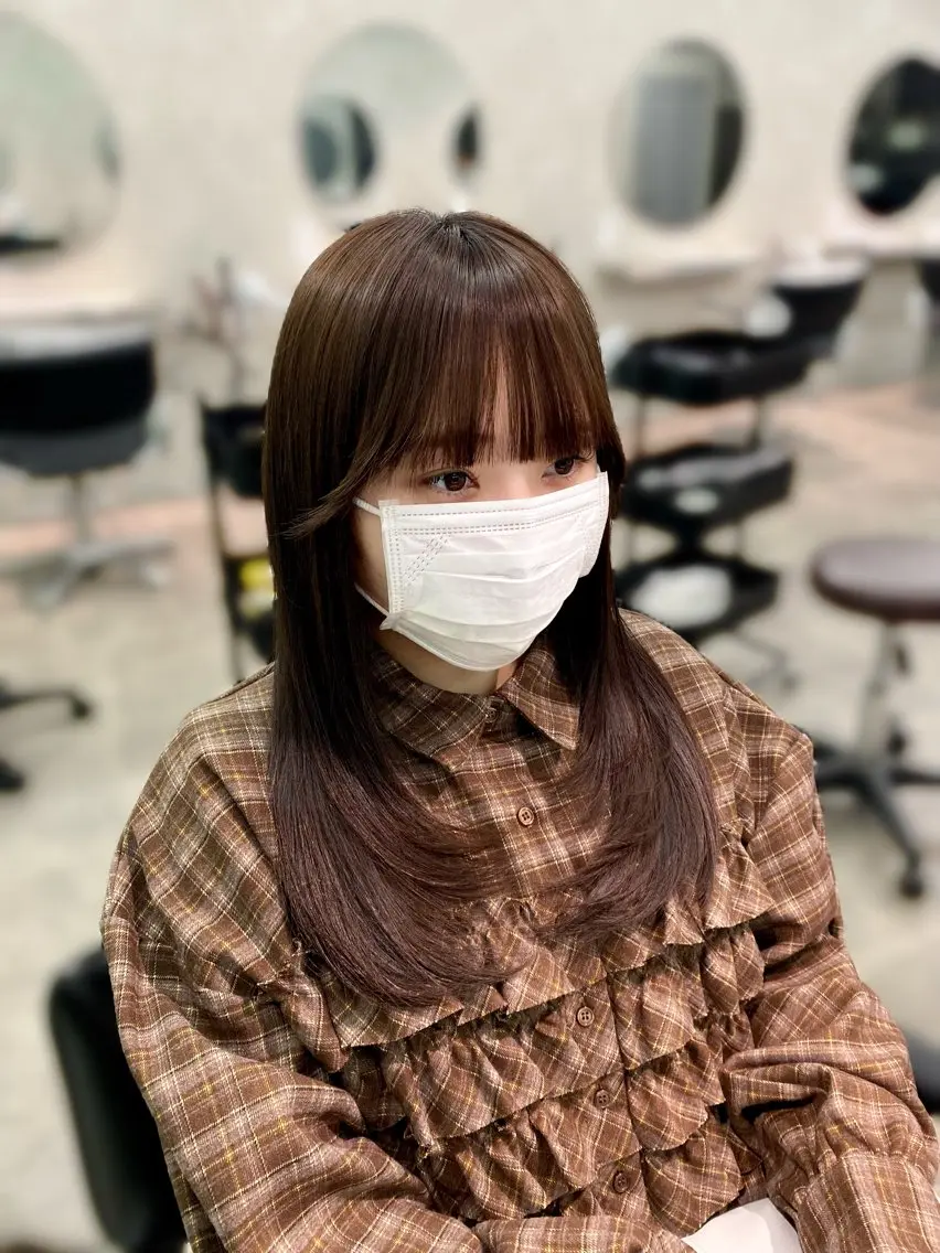 ロング チョコレートブラウン 韓国風ヘア レイヤーカット カット ヘアカラー トリートメント 韓国レイヤー/顔周り 🇰🇷✨朝生菜楓のヘアスタイル