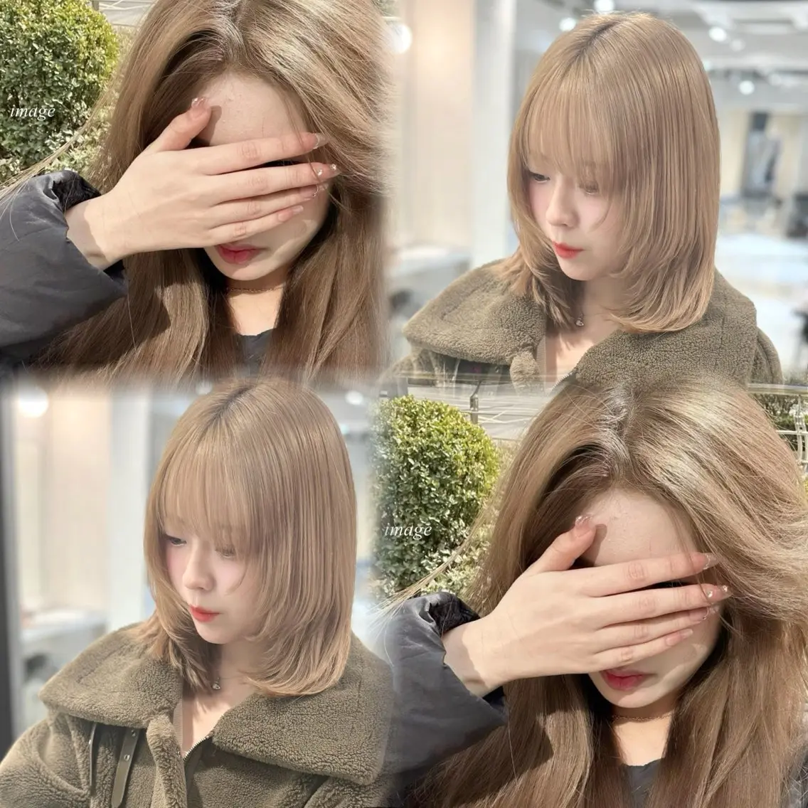 ミディアム カラー ヘアカラー 韓国風ハッシュカット 似合わせレイヤー池袋のヘアスタイル