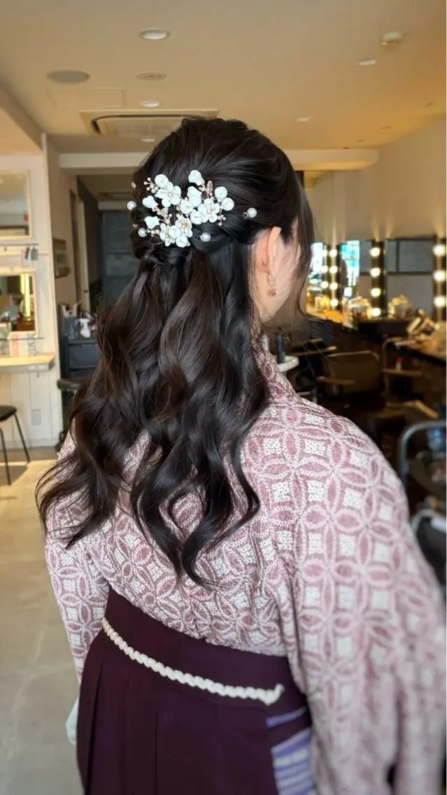 ロング ヘアアレンジ ハーフアップ 卒業式のヘアスタイル レイヤー/ボブ /🦋Ayana🦋のヘアスタイル