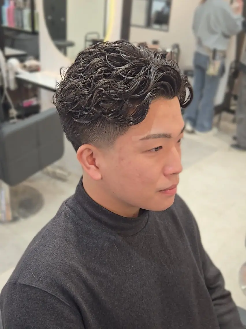 メンズ ショート パーマ フェードカット メンズパーマ カット パーマ ヘアセット LEN名古屋/パーマ 海外ヘア/メンズ特化のヘアスタイル
