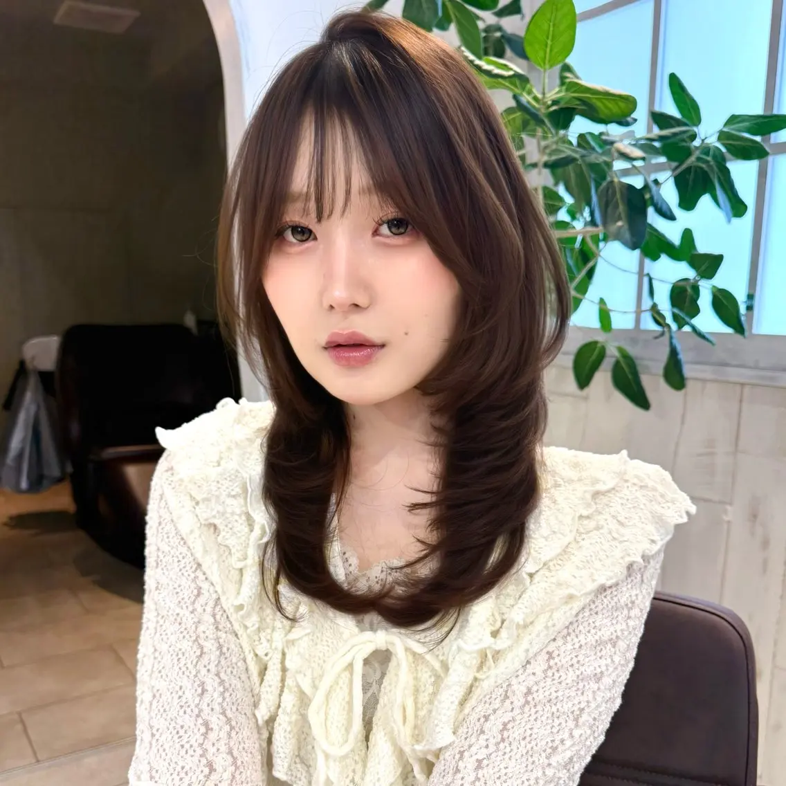 セミロング カラー ヘアカラー 🎀【韓国ヘア】 🎀田中 華澄のヘアスタイル