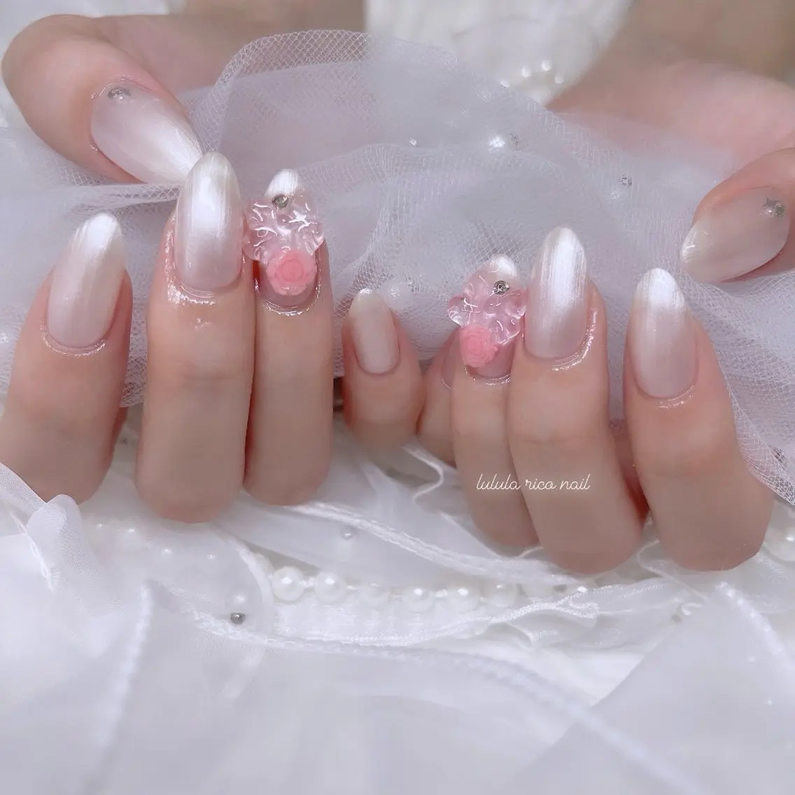 ネイル フレンチネイル ガーリー 韓国ネイル ワンホンネイル lulula ricoのエステ・リラクイメージ