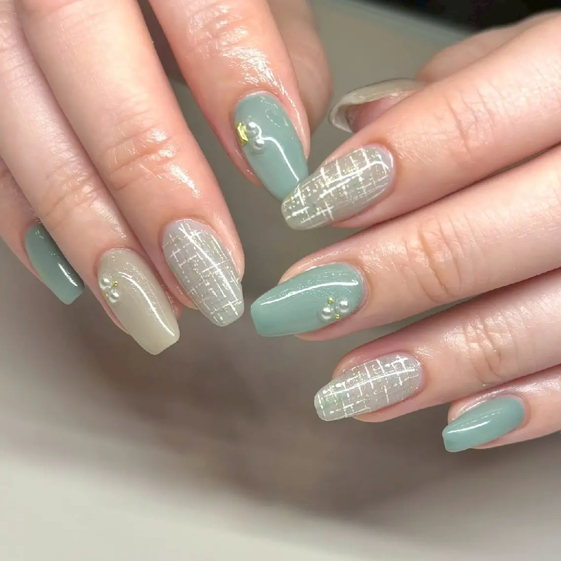 ネイル ツイードネイル ハンドネイル Hina  nail 心斎橋のネイルデザイン