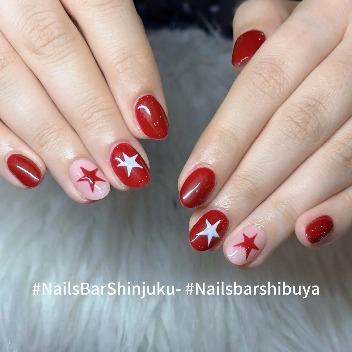 ネイル ボルドー ブラウン チークネイル ドット フットネイル NAILS BAR SHINJUKUのネイルデザイン