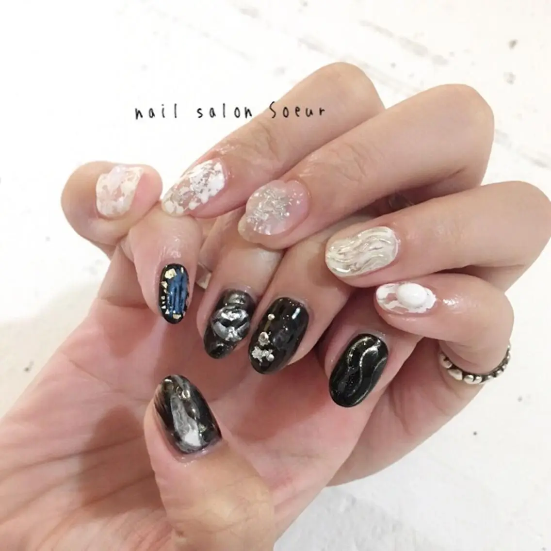 ネイル アートネイル 長さ出し ジェルネイル マットネイル ミラーネイル ハンドネイル nail salon Soeurのネイルデザイン