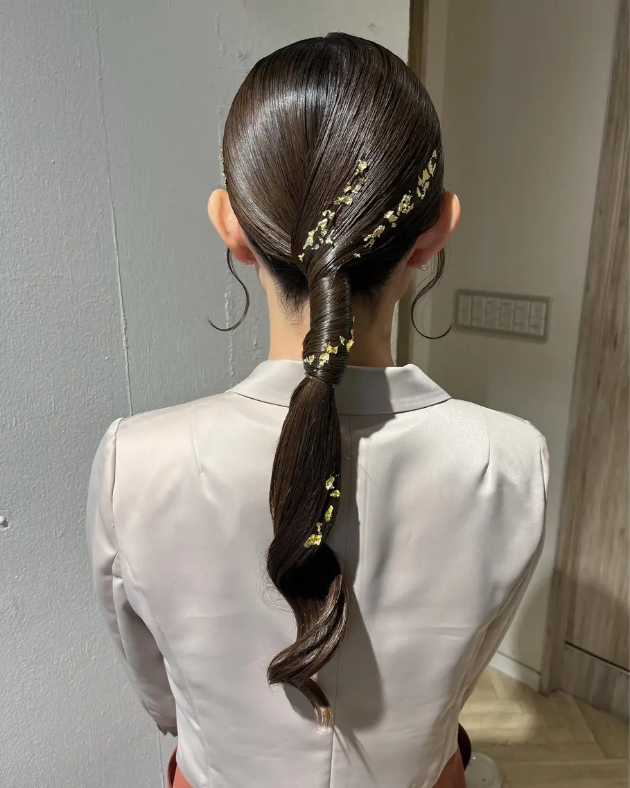♡金箔付き ヘアアレンジ♡ 【早朝OK】 結婚式お呼ばれ、パーティー、イベント、お出かけなどに🕊の写真