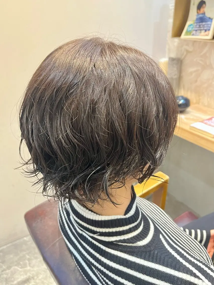 ショート パーマ ショートヘア ニュアンスパーマ 内山涼香 【縮毛矯正✨】のヘアスタイル