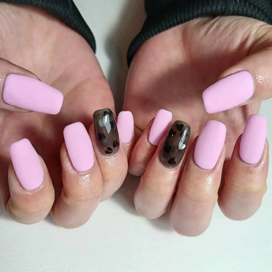 ネイル ジェルネイル ハート マットネイル 持ち込み ピンク ハンドネイル owlnail /持込みデザイン専門のネイルデザイン