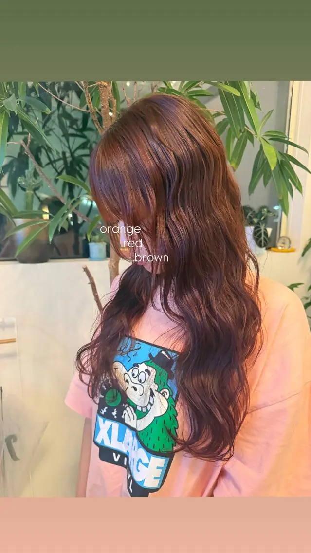 ロング カラー ブラウンカラー オレンジ オレンジブラウン ヘアカラー 北井 凛歩のヘアスタイル