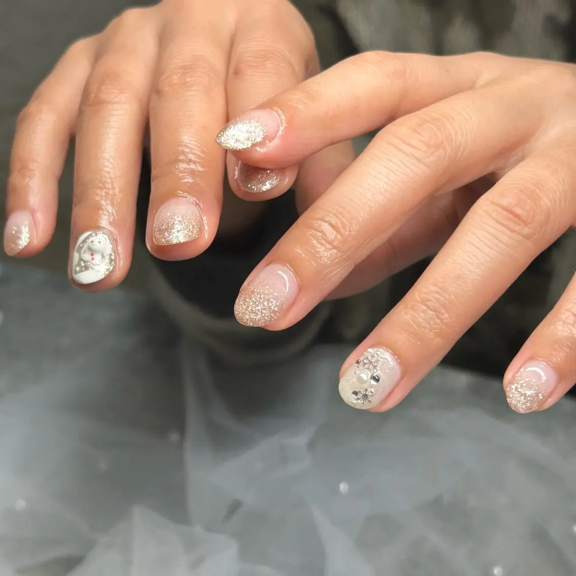 ネイル グラデーション ラメ(グリッター) ラメグラデーション ハンドネイル ten nail salon　かえでのネイルデザイン