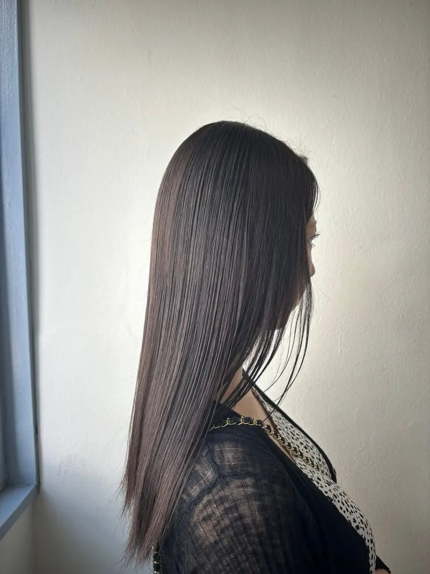 セミロング カラー ブリーチ ブラウンカラー 透明感カラー ブリーチなしカラー 髪質改善 ヘアカラー ✨髪質改善カラー✨ ストレート☔脇田のヘアスタイル