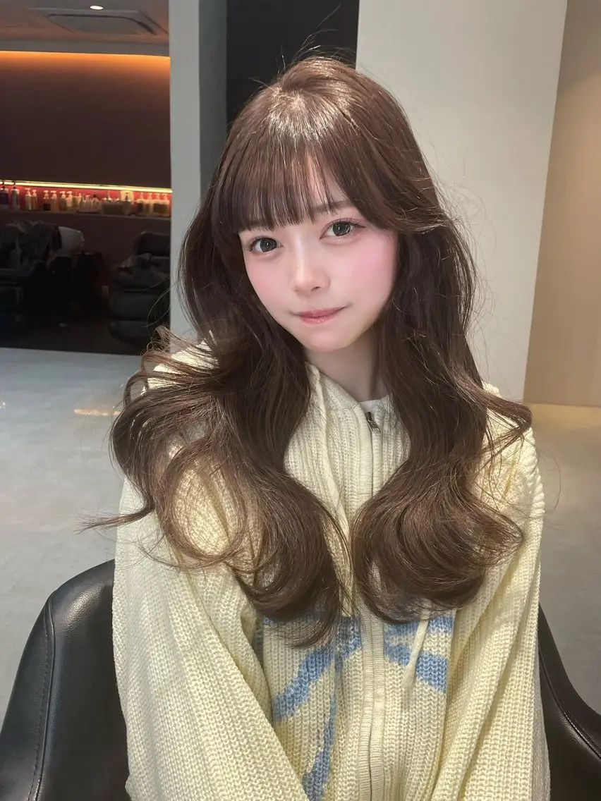 ロング カット ヘアカラー トリートメント 韓国✖️網紅🖤 パーマYURIYAのヘアスタイル