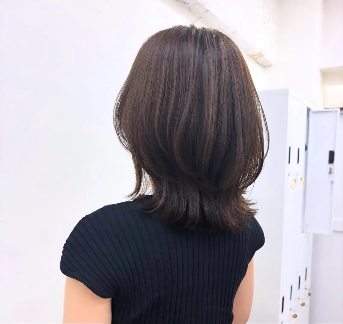 ミディアム カラー カット ヘアカラー トリートメント 似合わせ美髪ヘア✨ 天王寺.阿倍野🌈のヘアスタイル